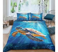 ZHUICHENG Tartaruga Set Di Biancheria Da Letto Con Stampa Di 3D,Animali marini Copripiumino Con Cerniera 3 Pezzi,Incluso Copripiumino E Federe,Biancheria Da Letto Per Ragazzi E Ragazze re（220x240cm）