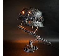 Zhuidream Lampada reliquia di guerra per ricordare la storia Lampada da Battaglia Fatta di elmi baionette e proiettili lampada da tavolo storia fatta a mano regalo per gli appassionati militari (D)