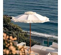 ZhuiFengAA Ombrellone Giardino 180 Cm con Bordo in Pizzo, Ombrellone Spiaggia per Esterni, Stecche con Meccanismo Inclinazione A Pulsante E Borsa per Il Trasporto