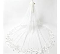 ZhuiFengAA Veli sposa donna, Velo sposa lungo in pizzo a 1 strato, 3M/4M, con pettine, Accessori per la decorazione della sposa