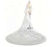 ZhuiFengAA Velo da sposa a un solo strato, lunghezza cattedrale, in pizzo, con pettine in metallo, lunghezza 3 m.