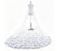 ZhuiFengAA Velo sposa, Velo sposa in pizzo lungo 3,5 m, Accessorio per capelli in tulle a 1 strato con pettine