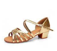ZhuiKun Donna Bambina Scarpe da Ballo Latino/Ballo da Sala/Ballo Liscio Danza Moderna Scarpe da Raso - Oro, CN 31 (Lunghezza: 19.5cm)