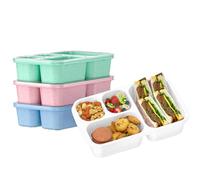 ZHUIYIWIN Lunch Box (confezione da 3), riutilizzabili, con 3 scomparti, per bambini e adulti, contenitori per alimenti divisi, per scuola, lavoro, viaggi (Multicolore4, A)
