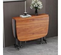 ZHUKER Tavolo da pranzo pieghevole, allungabile con ruote universali, in legno, salvaspazio, rettangolare, design con bordo rotondo, colore marrone, 120 x 80 cm
