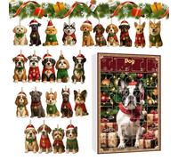 ZHUMCCY Calendario Di Natale Per Il Conto Alla Rovescia,2D Decorazione Per L Avvento In Acrilico A Forma Di Cane,Decorazioni Per Albero Di Natale Per Cani Da 24 Giorni - Per Vacanze, Finestra, Porta,
