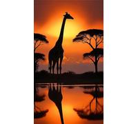 ZHUMUTO Diamond Painting Adulti Grandi Dimensioni Kit Completo,40x70 cm Pittura Diamante Adulti Giraffe Tramonto in Africa,Fornito con Diamond Painting Accessori per la Decorazione Degli Ambienti
