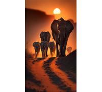 ZHUMUTO Diamond Painting Adulti Grandi Dimensioni Kit Completo,Pittura Diamante Adulti 40x70cm Elefanti Tramonto in Africa,Fornito con Diamond Painting Accessori per la Decorazione Degli Ambienti