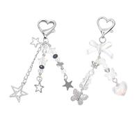ZhuoFan 2 Graziosi Portachiavis Y2K, Portachiavi a Farfalla con Cuore per Donne e Ragazze, Portachiavi Kawaii Y2K per Borse, Zaini e Altro Ancora