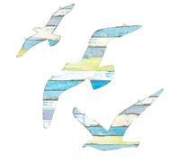 ZhuoFan 3 pezzi di decorazione da parete in legno con gabbiano sulla spiaggia per soggiorno, camera da letto, bagno, Decorazioni Costiere di Uccelli Marini