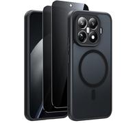 ZhuoFan Cover Magnetica per Xiaomi 15T Pro con con 2 Pezzi Vetro Temperato Privacy,Custodia Sottile Antiurto [Compatibile con MagSafe], Traslucida Opaca Sottile Antiurto Protettiva Case,Nero