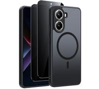 ZhuoFan Cover Magnetica per Xiaomi Poco X7 Pro con con 2 Pezzi Vetro Temperato Privacy,Custodia Sottile Antiurto [Compatibile con MagSafe], Traslucida Opaca Sottile Antiurto Protettiva Case,Nero