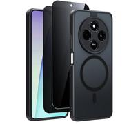 ZhuoFan Cover Magnetica per Xiaomi Redmi 14C con con 2 Pezzi Vetro Temperato Privacy,Custodia Sottile Antiurto [Compatibile con MagSafe], Traslucida Opaca Sottile Antiurto Protettiva Case,Nero