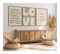 ZHUOYA 3 pezzi di piante di salvia e citazioni d'amore da parete, semplice decorazione stampabile, arredamento moderno per la camera da letto in stile bohémien (70 * 100x3 cm/senza cornice)