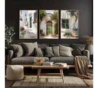 ZHUOYA 3 stampe su tela con paesaggio mediterraneo, poster vintage, stampe artistiche sulla natura, stampe artistiche da parete, decorazioni per la casa (80 * 120x3 cm/senza cornice)
