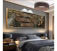 ZHUOYA Classico dipinto su tela con calligrafia araba islamica, dipinto in oro, stampe HD del Corano musulmano, poster, foto per la decorazione della camera da letto, 70x140 cm, senza cornice.