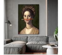 ZHUOYA Dipinti su tela classici europei a olio di donne, divertenti labbra, penna, astratti, vintage, stampe e poster da parete, immagini, decorazioni, 70x100 cm, senza cornice.