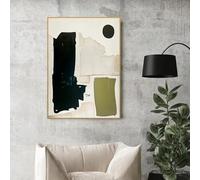 ZHUOYA Grande dipinto astratto verde nero bianco semplice strutturato dipinto minimalista neutro tela arte appartamento parete 70x110cm senza cornice