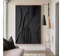 ZHUOYA Grande dipinto minimalista nero da parete, con texture 3D nera, moderno e semplice dipinto astratto, decorazione da parete per la stanza, 80x120 cm, senza cornice.