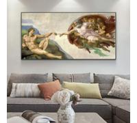 ZHUOYA La Creazione di Adamo di Michelangelo Dipinti su tela sul muro Poster e stampe Famose immagini d'arte per soggiorno 70x140 cm Senza cornice