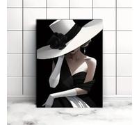 ZHUOYA Moderna e semplice arte murale, donna elegante, in bianco e nero, HD, stampa su tela, poster, decorazione per la casa, soggiorno, camera da letto (70x90 cm/senza cornice)