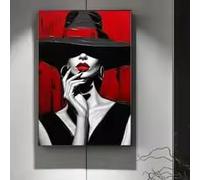 ZHUOYA Moderna e semplice arte murale, moda, donna, labbra rosse, stampa su tela HD, poster, casa, soggiorno, camera da letto, pittura decorativa (30x45 cm/senza cornice)