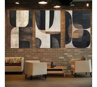 ZHUOYA Nero Beige, Stampe su Tela Astratta, Opere d'Arte per Spazi Abitati Moderni - Decorazione per la Stanza Beige Wabi-Sabi 50x70cmx3 Senza Cornice