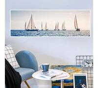 ZHUOYA Paesaggio moderno Barca a vela Barca sull'acqua Nave del mare Pittura su tela Poster e stampe Immagine di arte della parete Soggiorno Decorazioni per la casa 50x150 cm senza cornice
