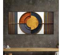 ZHUOYA Poster da parete astratto dorato e nero per la decorazione della camera da letto, dipinto su tela di forma rotonda blu, decorazione della stanza del soggiorno, ufficio, 50x100 cm senza cornice