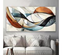 ZHUOYA Poster e stampe astratte con nastro geometrico verde e marrone, pittura su tela, arte murale per la decorazione della casa del soggiorno 50x100 cm con cornice interna