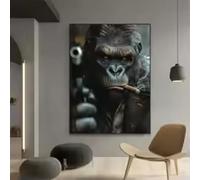 ZHUOYA Poster moderno con gorilla, gangster che fuma un sigaro, arte murale su tela, quadri di moda, stampe, decorazioni per la stanza, 50x70 cm, senza cornice