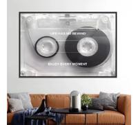 ZHUOYA Poster su tela con musicassetta retrò e citazione Life Has No Rewind, tema musicale, decorazione da parete per studio e casa, 40x60 cm, senza cornice