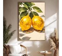 ZHUOYA @Retro Funky Disco Lemons Poster, Lemon Disco Ball Art Print Maximalist Decor, Retro Kitchen Wall Art Poster Decoration(60x80cm/Inner Frame)