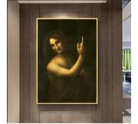 ZHUOYA Riproduzioni di dipinti su tela di San Giovanni Battista, famose stampe artistiche su tela di Leonardo da Vinci, decorazioni per la casa, quadri da parete (70x100 cm)