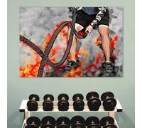 ZHUOYA Stampa artistica su tela con stampa di poster sportivi e fitness, stile Battle Ropes, immagine astratta ad acquerello per allenamento, palestra, arredamento per la casa (80x120 cm)