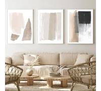 ZHUOYA Stampa economica Boho Minimalista Beige Rosa Nero Grigio Acquerello Astratto Tela Pittura Soggiorno Parete Arte Decor Poster (60X80X3CM/Senza Cornice)