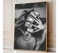 ZHUOYA Stampa su tela artistica in bianco e nero, semplice e di tendenza, ideale per dormitori e per decorare la casa in stile moderno (50x70 cm).