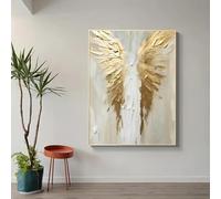 ZHUOYA Stampa su tela con ali dorate, dipinto astratto 2D con ali d'angelo, grande quadro decorativo per la casa, per soggiorno, camera da letto, 30x50 cm, senza cornice