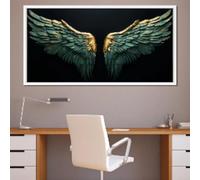 ZHUOYA Stampa su tela di grandi dimensioni con ali d'angelo astratte, ali blu, poster di lusso, romantico, rosa, ali, decorazione moderna per camera da letto, 50x100 cm, senza cornice