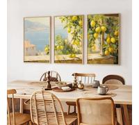 ZHUOYA Stampe da parete retrò di campagna con limoni, stampe artistiche di paesaggi italiani, poster su tela arabi, splendida decorazione da fattoria (70x110cmx3/senza cornice)