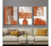 ZHUOYA Stampe da parete su tela Boho Chic 3 pezzi - Toni terracotta con forme e linee semplici, per camera da letto, soggiorno, 40x60cmx3 senza cornice