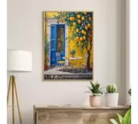 ZHUOYA Stampe di paesaggi italiani con alberi di limone, poster, dipinti su tela moderni in stile cottagecore per la decorazione della casa primaverile, 70x100 cm senza cornice