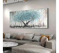 ZHUOYA Stampe su tela Albero della vita astratto in stile nordico Poster da parete con paesaggio panoramico turchese per soggiorno e arredamento per ufficio 70x140 cm senza cornice