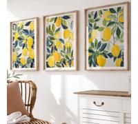 ZHUOYA Stampe su tela con limoni mediterranei, poster, stampe artistiche estetiche botaniche moderne, decorazioni per la casa, poster artistici, regali, 80x160cmx3 senza cornice