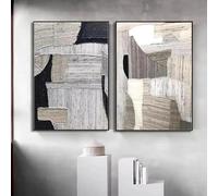 ZHUOYA Stampe su tela di poster retrò con geometrie astratte, moderne, in bianco e nero, per la decorazione del soggiorno (30X50x2 cm/tela)