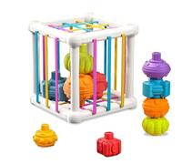 Zhuporn Montessori Giocattolo Sensoriale per Selezionare Le Forme con Elastici - Casella di Smistamento Educativa per Ragazze e Ragazzi 1 2 3 Anni