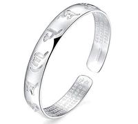 ZHURDFT Bracciali rigidi per Donna, Bracciale da Donna in Argento 925, Vintage, Regolabile, con Polsino Feng Shui, Intagliato a Mano, amuleto Cinese, Regali di Compleanno