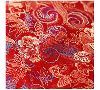 ZHURDFT Tessuto, Tessuto Broccato Jacquard con Farfalle e Fiori d'Amore, Largo 75 cm, Venduto al Metro for Abbigliamento, Costumi Cheongsam Fatti a Mano(Red)