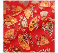 ZHURDFT Tessuto, Tessuto Broccato Jacquard con Fiori a ventaglio, Larghezza 75 cm, Venduto al Metro, utilizzato for Abbigliamento, Costumi Cheongsam Fatti a Mano(Red)