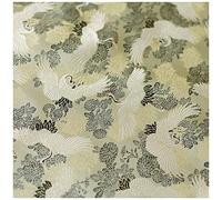 ZHURDFT Tessuto, Tessuto Broccato Jacquard con Gru Nuvola, Larghezza 75 cm, Venduto al Metro for Abbigliamento, Costumi Cheongsam Fatti a Mano(Mud)